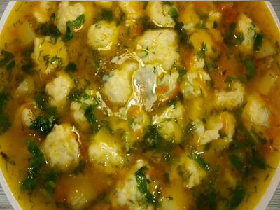 Постный суп с галушками